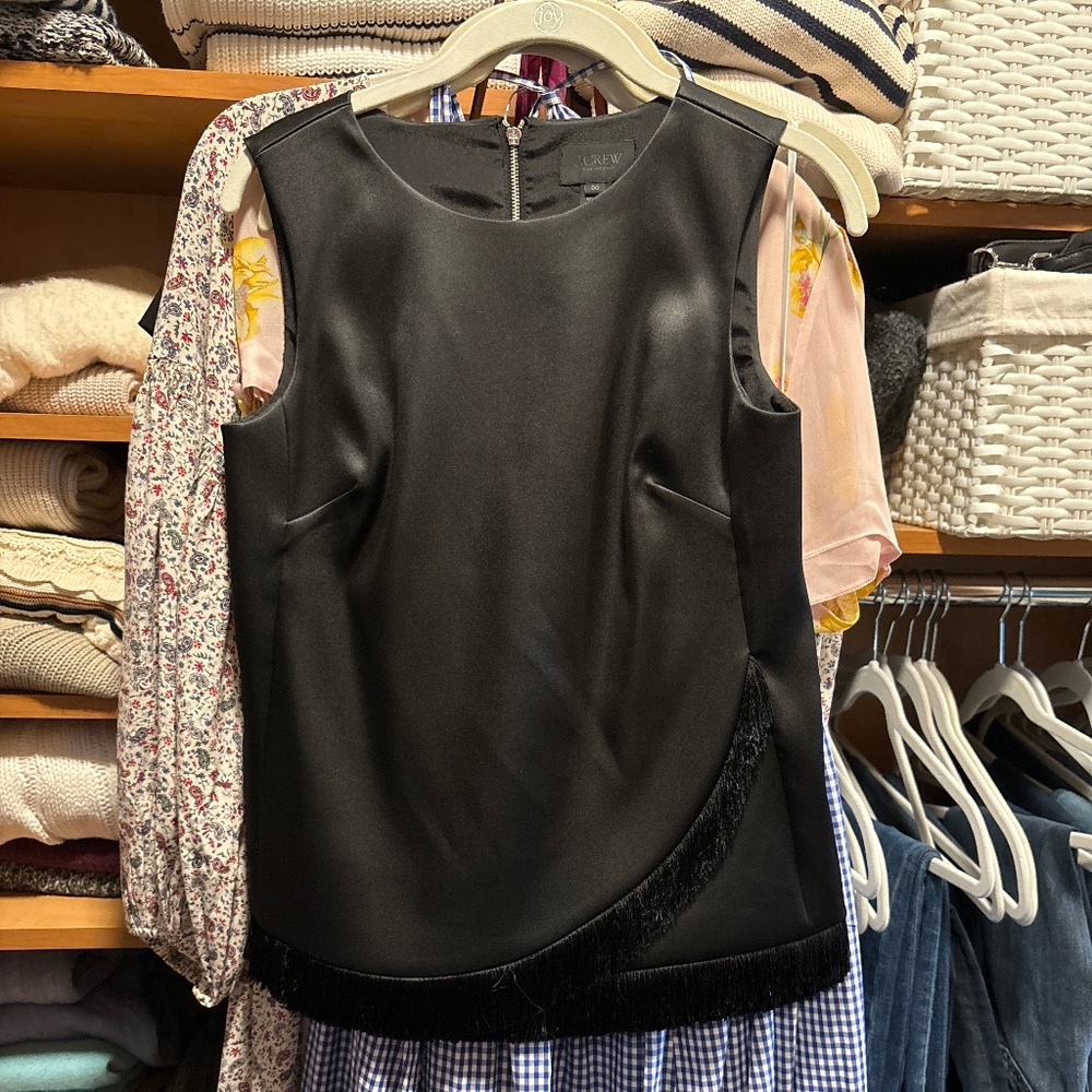 Silk and fringe J Crew top